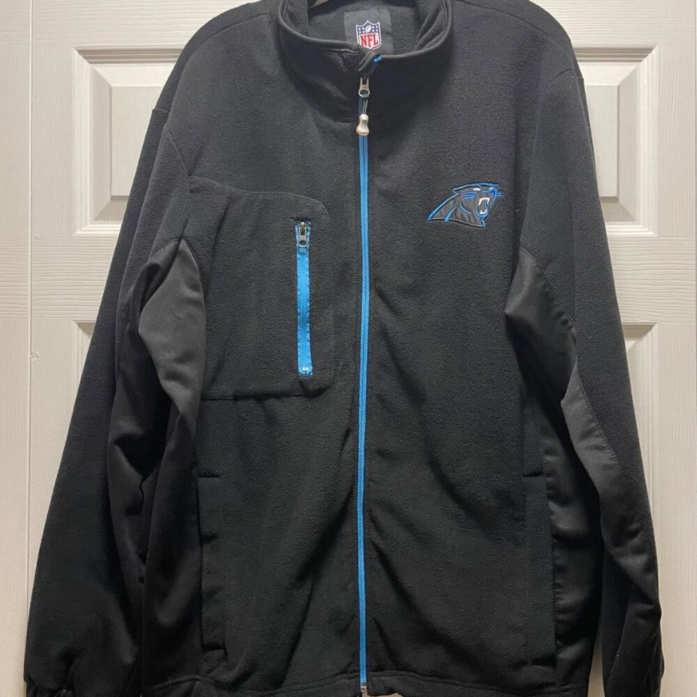 Carolina Panthers Full Zip Fleece Jacket XL Black G-III NFL Embroidered Logo